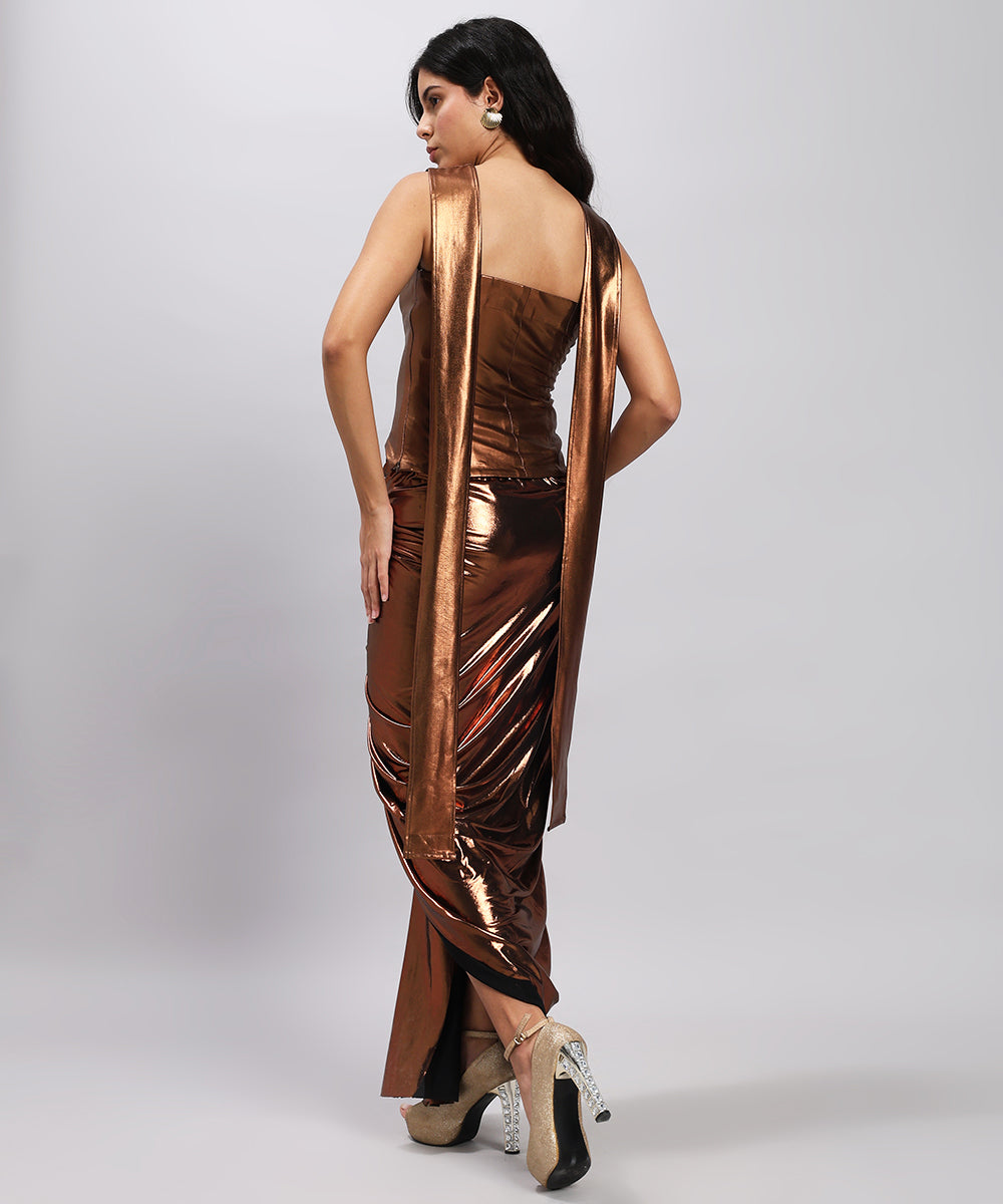 Bronze Bustier top and skirt  — glamour with a modern edge.