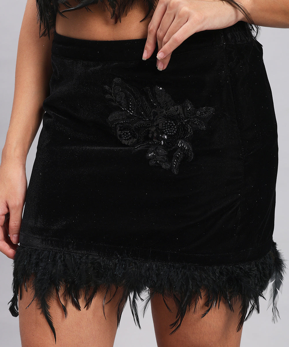 Velvet Feather skirt top  — sleek, sensual, unforgettable.