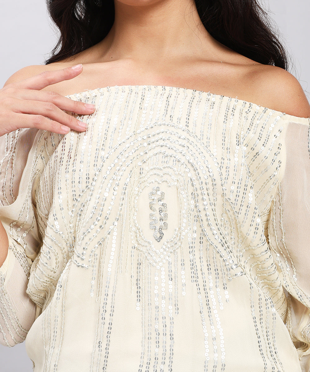 Champagne Off -Shoulder Mini Dress