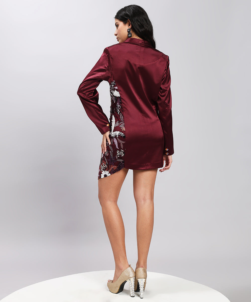 Wine Blazer Dress-Drama,Glamour and Confidence