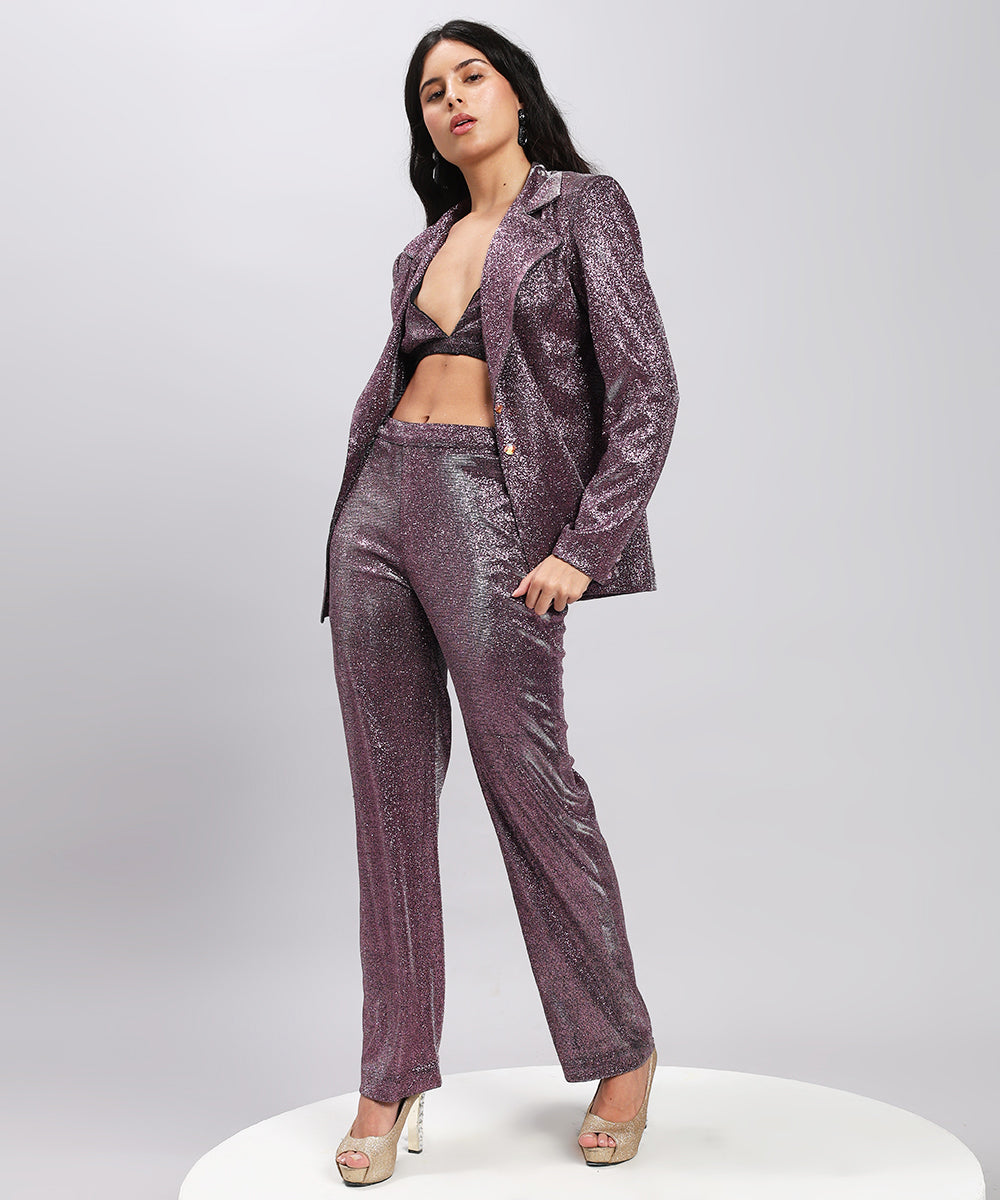 Plum Shimmer Suit-bold, polished, party-ready