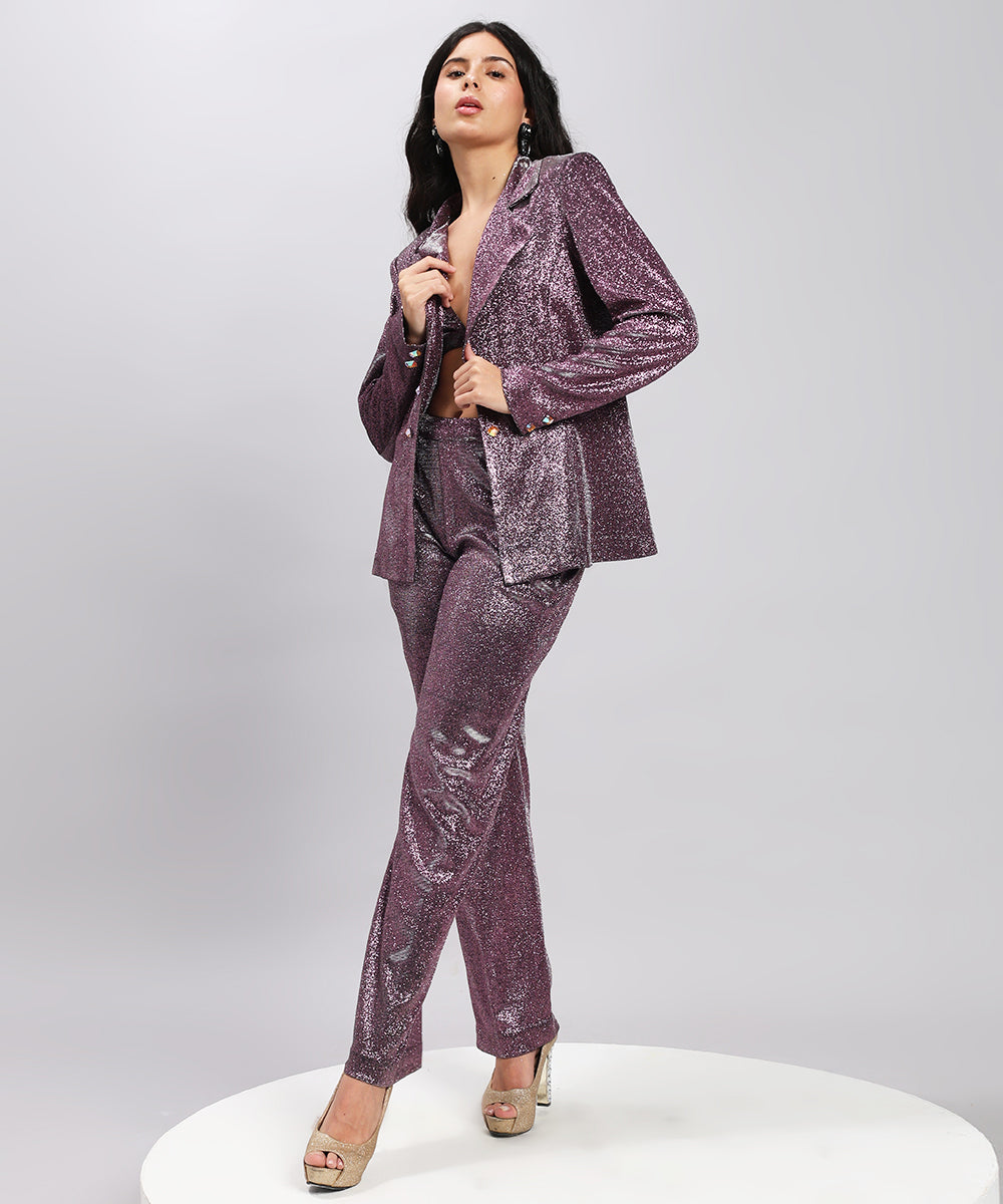Plum Shimmer Suit-bold, polished, party-ready