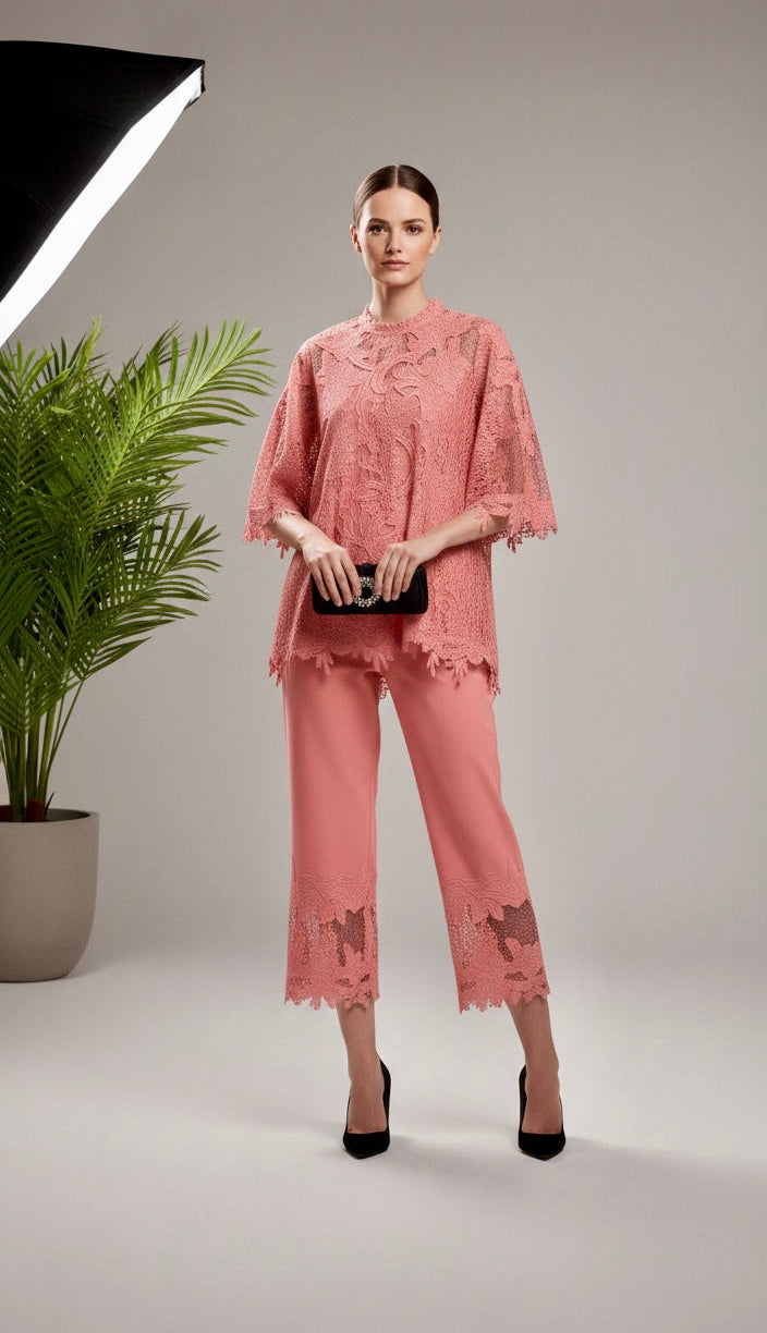 Peach -Lace Co-ord Set