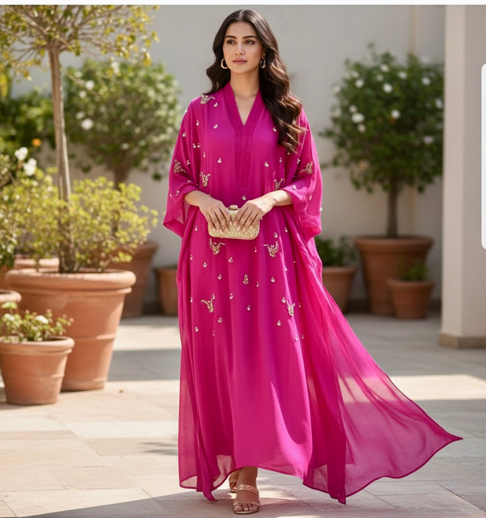 Pink Embroidered Kaftaan