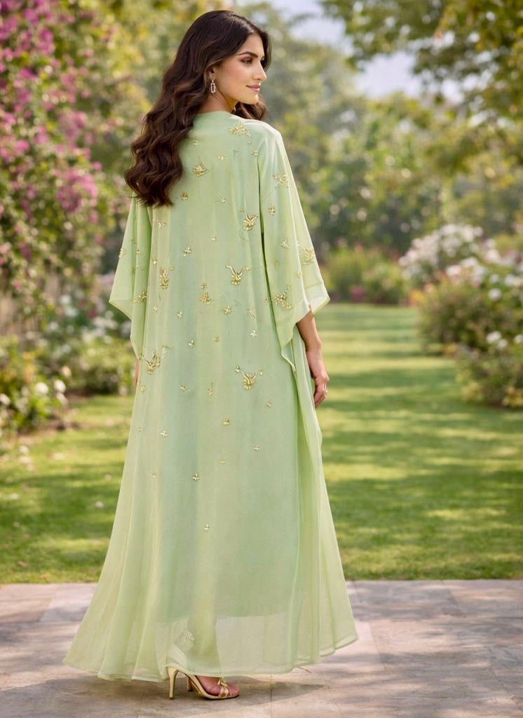 Green Embroidered Kaftaan
