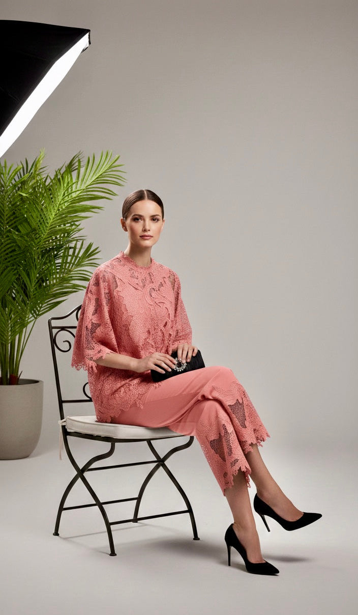 Peach -Lace Co-ord Set