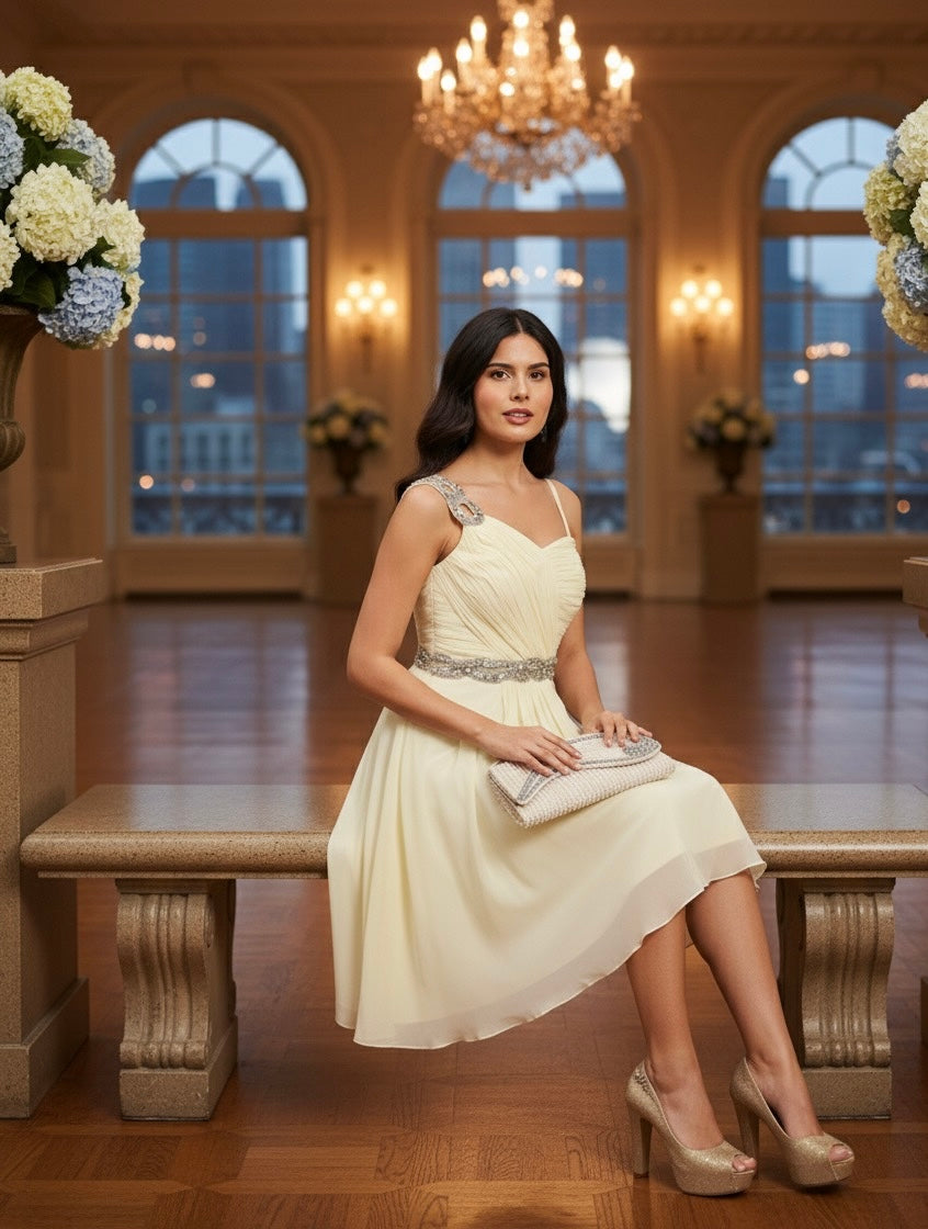 Lemon Cocktail Dress-Graceful,Delicate,Feminine