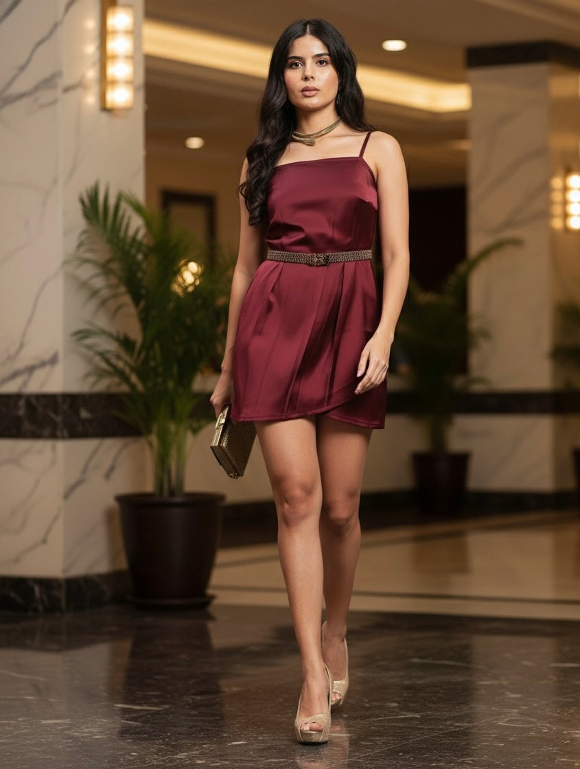 Plum Backless Mini Dress- Luxe, Feminine, Glam