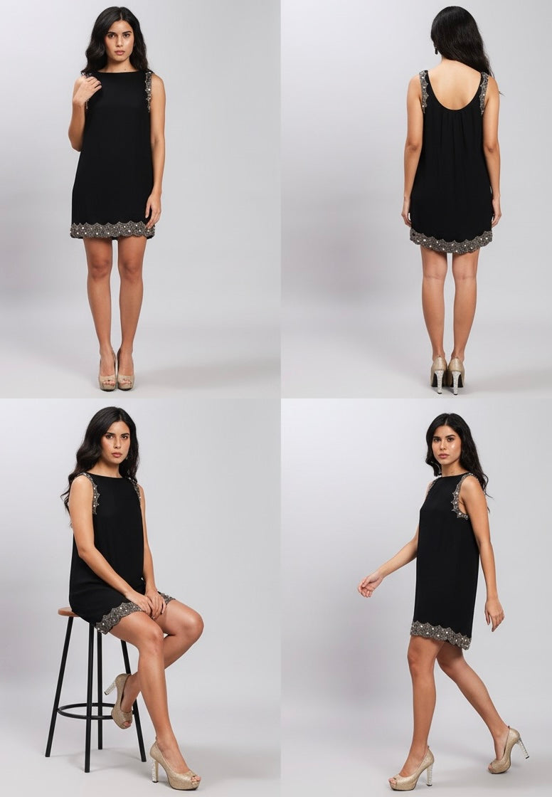 Black Embellished Tunic-Versatile,Timeless,Stunning