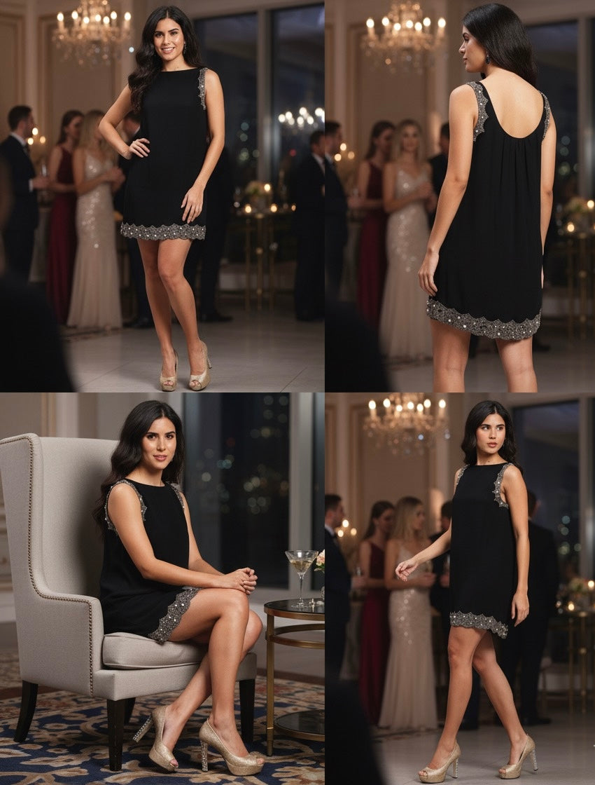 Black Embellished Tunic-Versatile,Timeless,Stunning