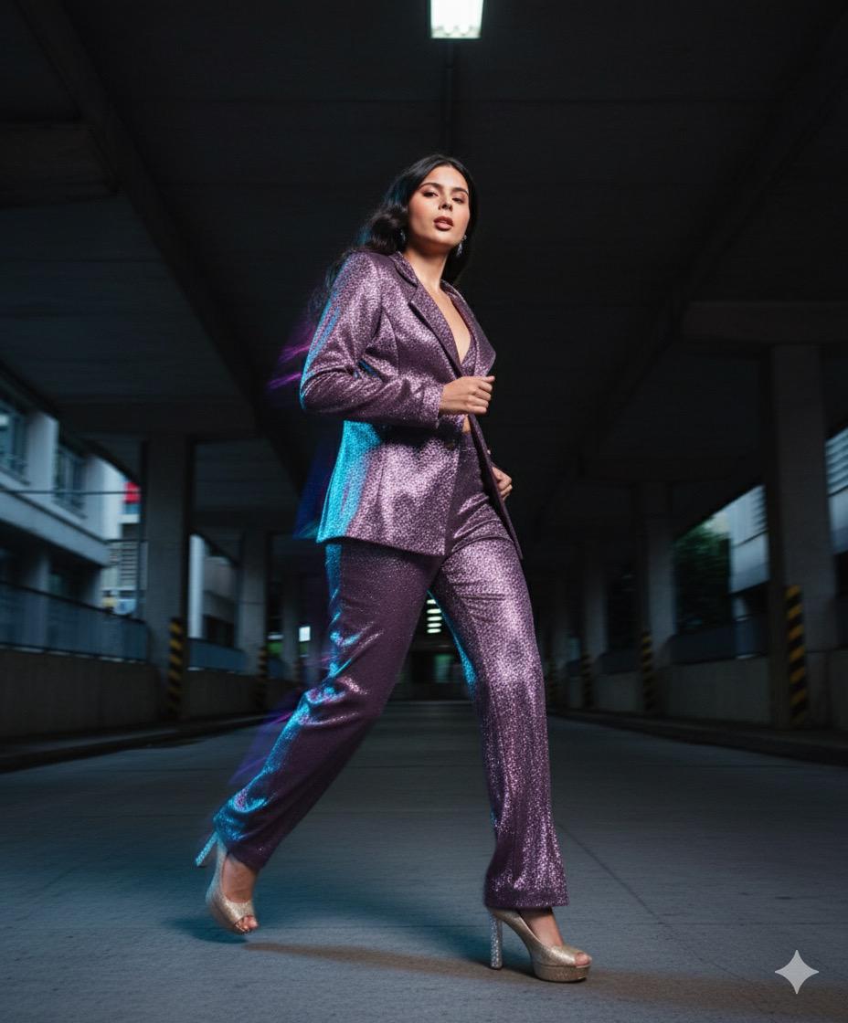 Plum Shimmer Suit-bold, polished, party-ready